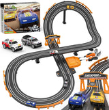 Slot Car Race Track Sets with 4 High-Speed Slot Cars, Battery or Electric Car Track, Dual Racing Game Lap Counter Circular Overpass Track, Gifts Toys for Boys Kids Age 6 7 8-12