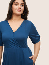 Supersoft Essentials Plain Surplice Neck Pocket Dress