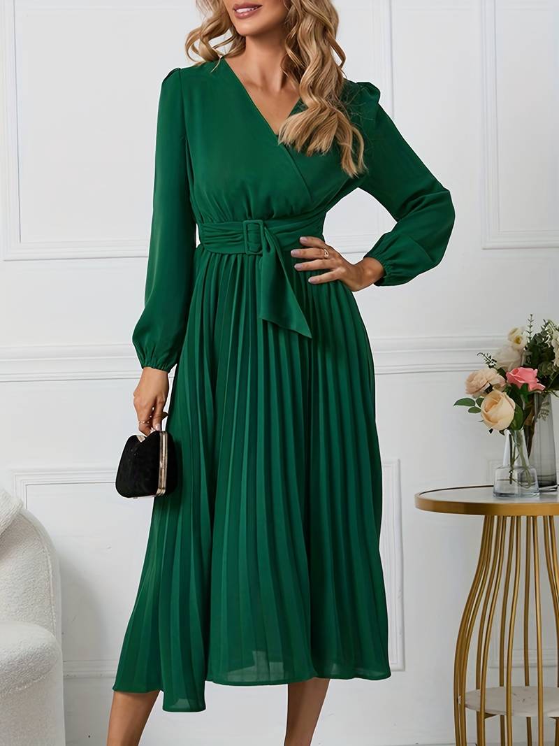 Ethereal - Pleated midi dress with belt