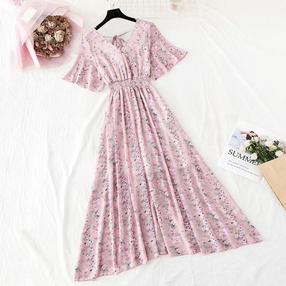 Clarissa - Elegant floral print midi dress