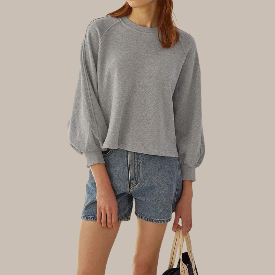 Mira - Classic crewneck sweatshirt with balloon sleeves