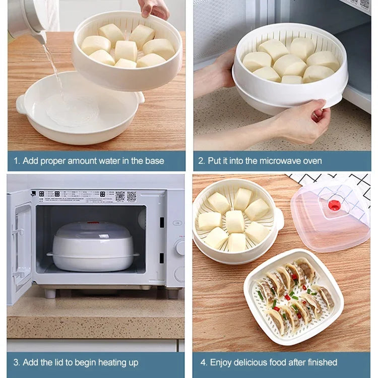 Multi-Layer Microwave Steamer with Lid