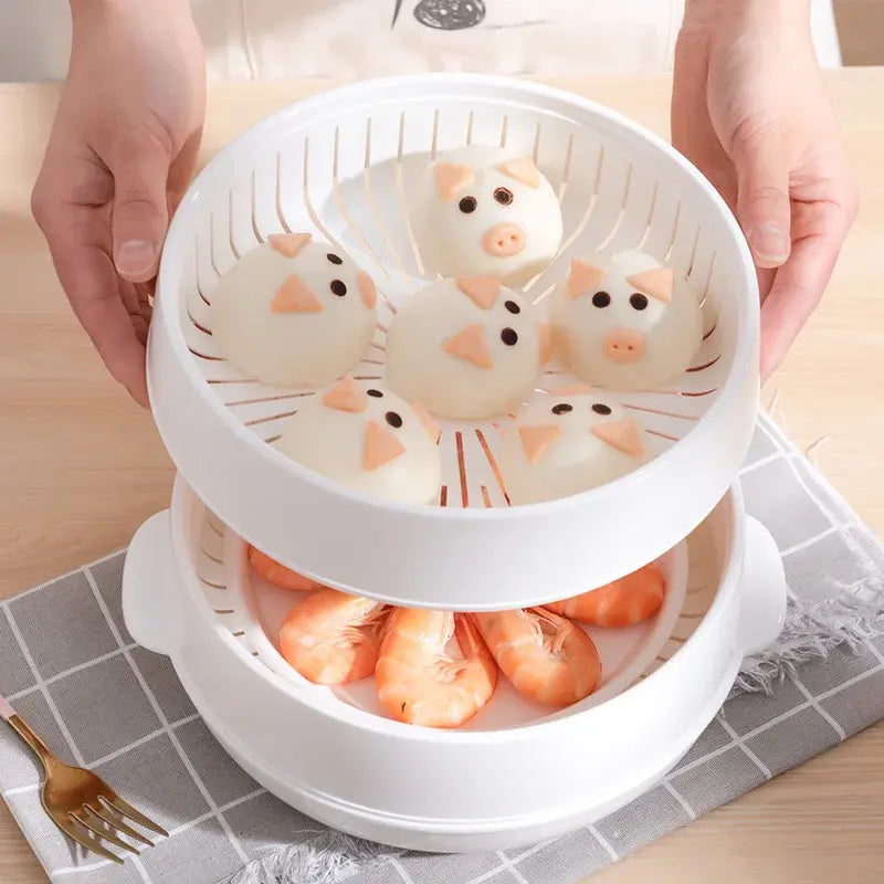 Multi-Layer Microwave Steamer with Lid