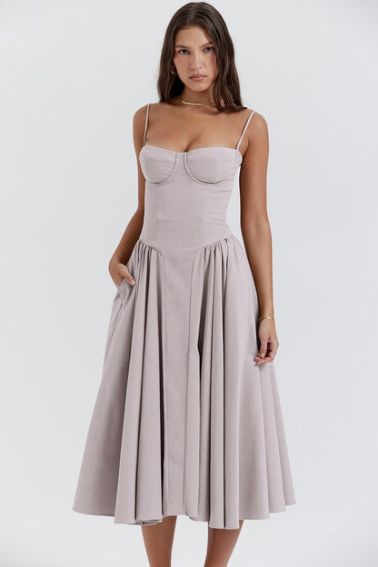 Victoria | Sleeveless midi dress with corset fit - Attractive fit