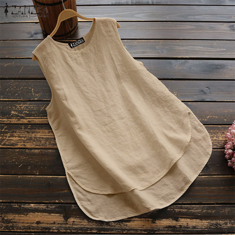 Cotton Sleeveless Paneled Shirts & Tops