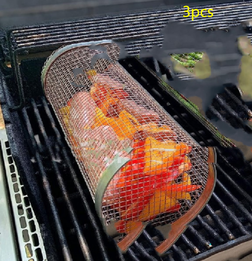 Rolling BBQ Grilling Basket
