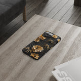 Halloween Black & Gold Spider Slim Phone Cases, Gold Flower Phone Case