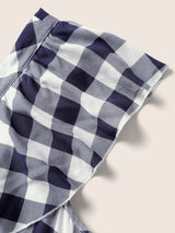 Plaid Elastic Waist Patchwork Ruffle Cap Sleeve Dress