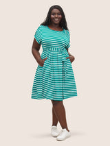 Supersoft Essentials Striped Dolman Sleeve Belted Dress