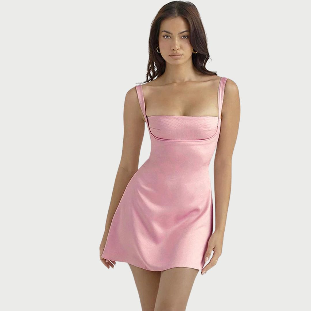 Gabriella - Simple A-line mini dress with square neckline