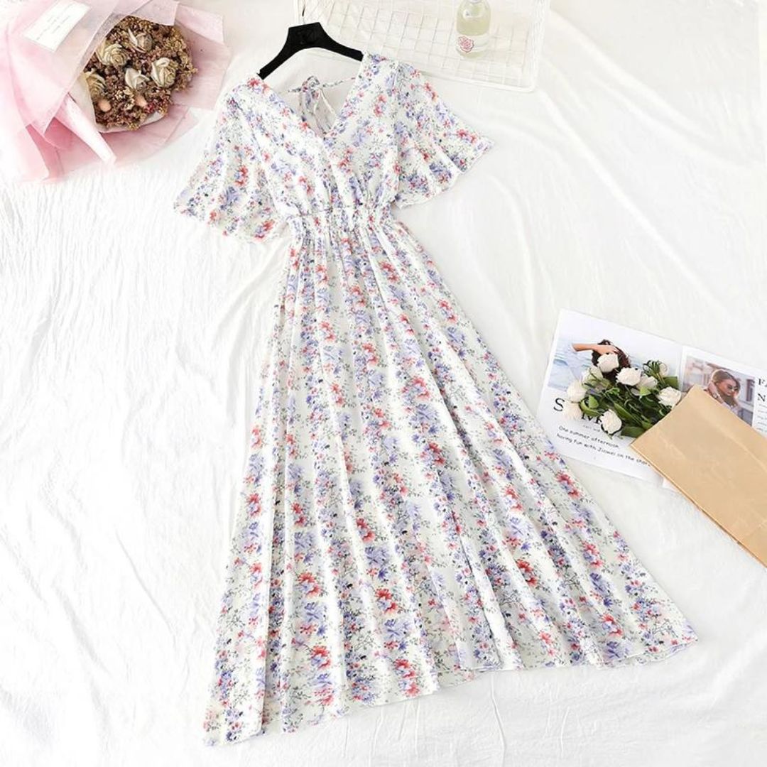 Clarissa - Elegant floral print midi dress