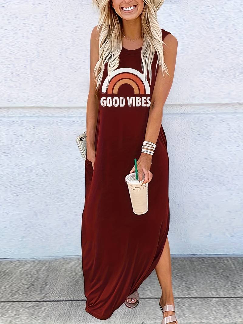 Good Vibes - Long dress with letter print