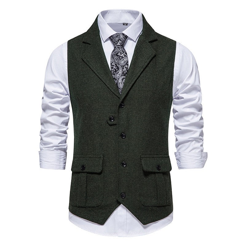 Daniil - Sleeveless waistcoat with lapel pocket for men