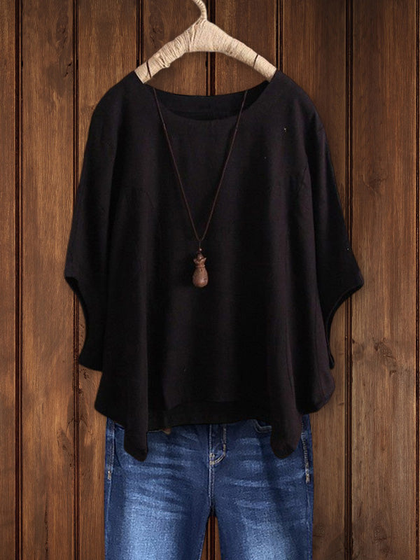 Relaxed Crew Neck Tunic Top