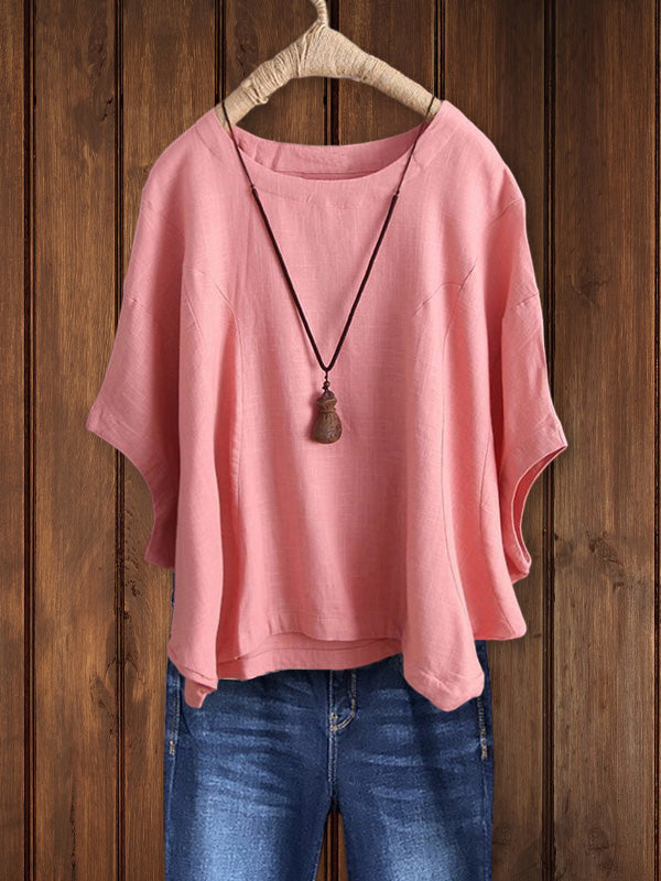 Relaxed Crew Neck Tunic Top