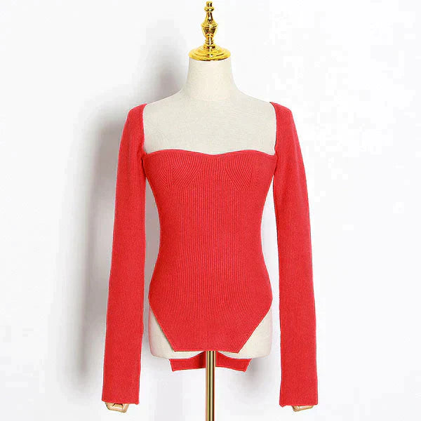 Erich - Knitted Sweater With Square Neckline