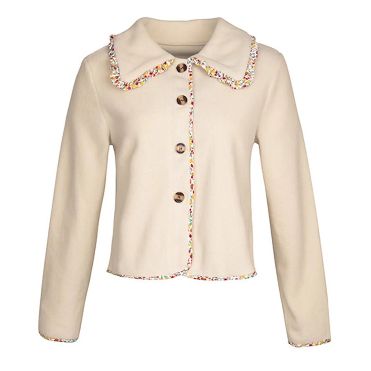 Rena - Button jacket with tweed trim and pearl details