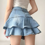 Hannah - Denim shorts with frill trim
