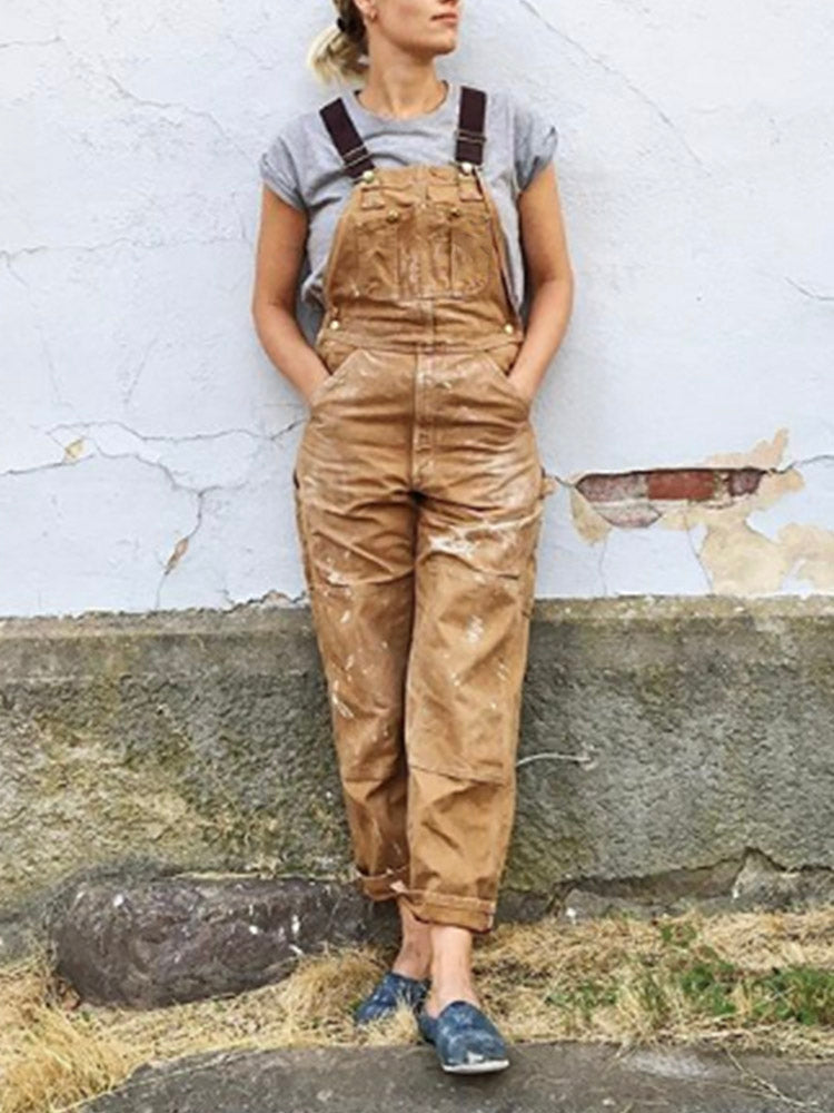 Leslie - Women's canvas dungarees with a relaxed fit