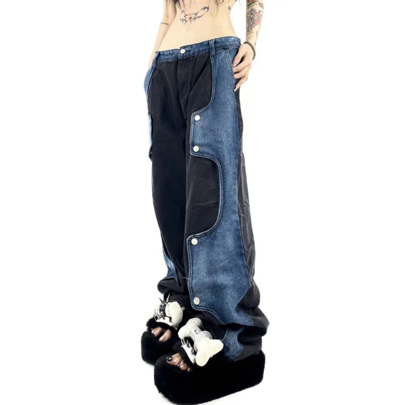 Caspia - Oversized denim trousers with a contrasting patchwork look