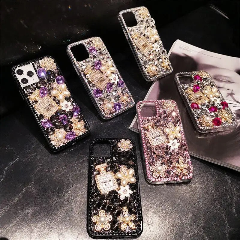 Decoden Luxury Bling Perfume Bottle Diamond Phone Case For iPhone 13 12 11 Pro Max X XS XR 7 8 Plus Glitter Rhinestone Back Cover 13 Pro