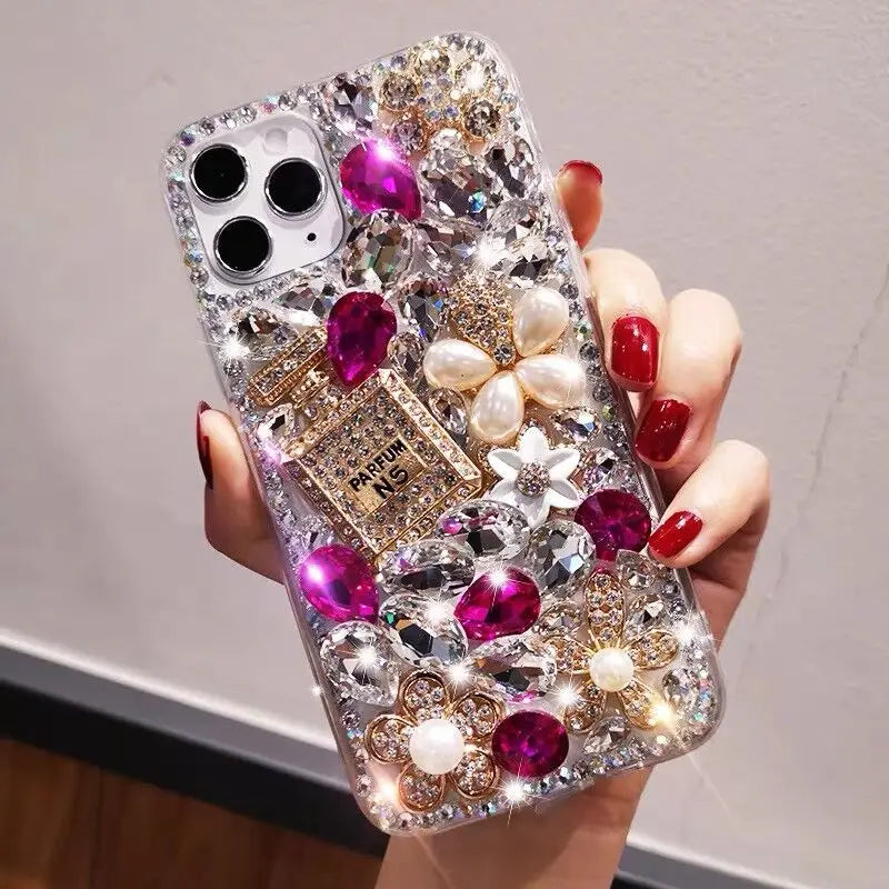 Decoden Luxury Bling Perfume Bottle Diamond Phone Case For iPhone 13 12 11 Pro Max X XS XR 7 8 Plus Glitter Rhinestone Back Cover 13 Pro