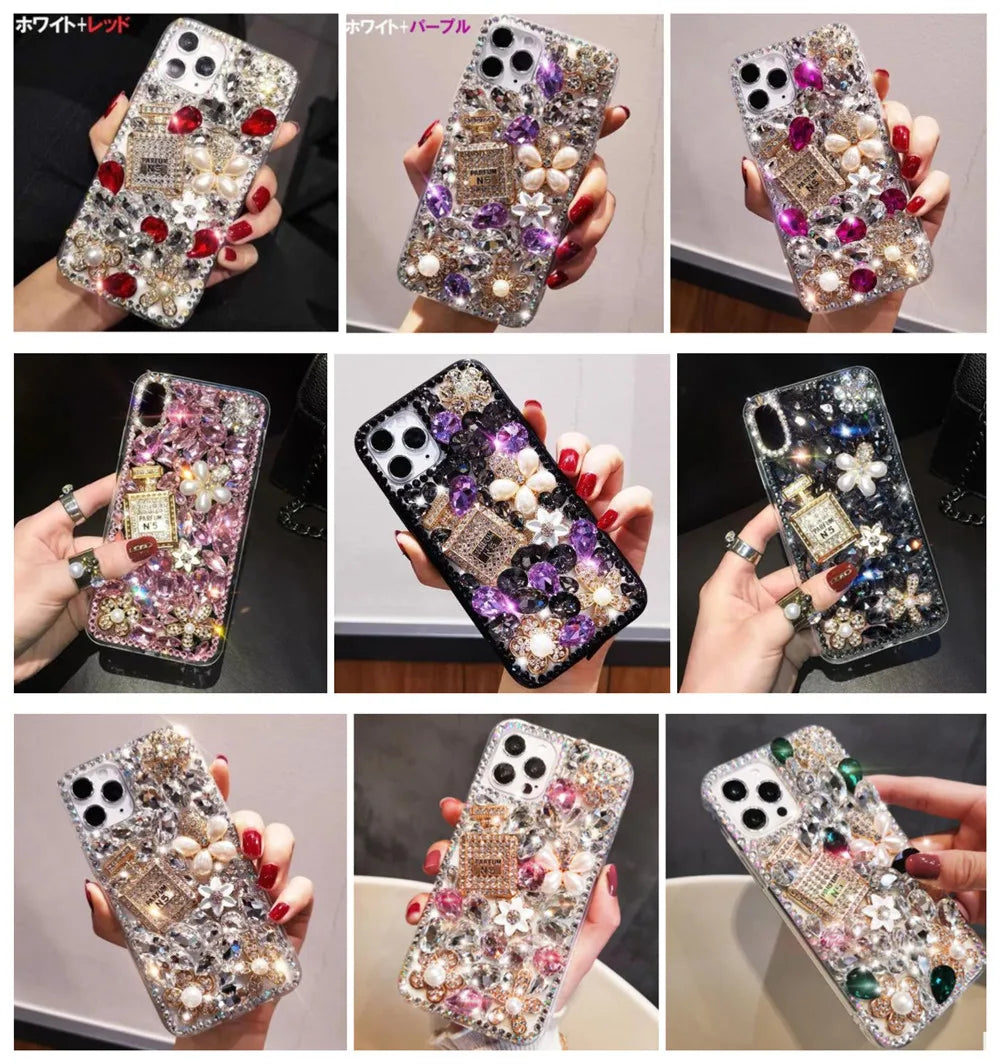 Decoden Luxury Bling Perfume Bottle Diamond Phone Case For iPhone 13 12 11 Pro Max X XS XR 7 8 Plus Glitter Rhinestone Back Cover 13 Pro