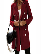 Half-length coat with double row of buttons