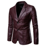 Harbert - Lapel Leather Suit Jacket for Men