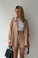 Malina | Chic and Cozy Long Sleeve Shirt Short Set