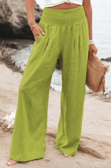 Milda High-Waist Cotton Linen Palazzo Trousers