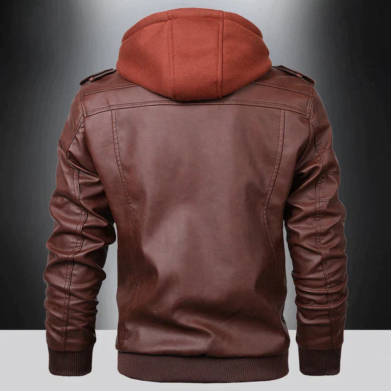 Lars - Leather jacket with hood