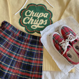 Chequered pleated mini skirt