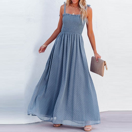 Lara - Airy maxi dress with a delicate polka dot pattern