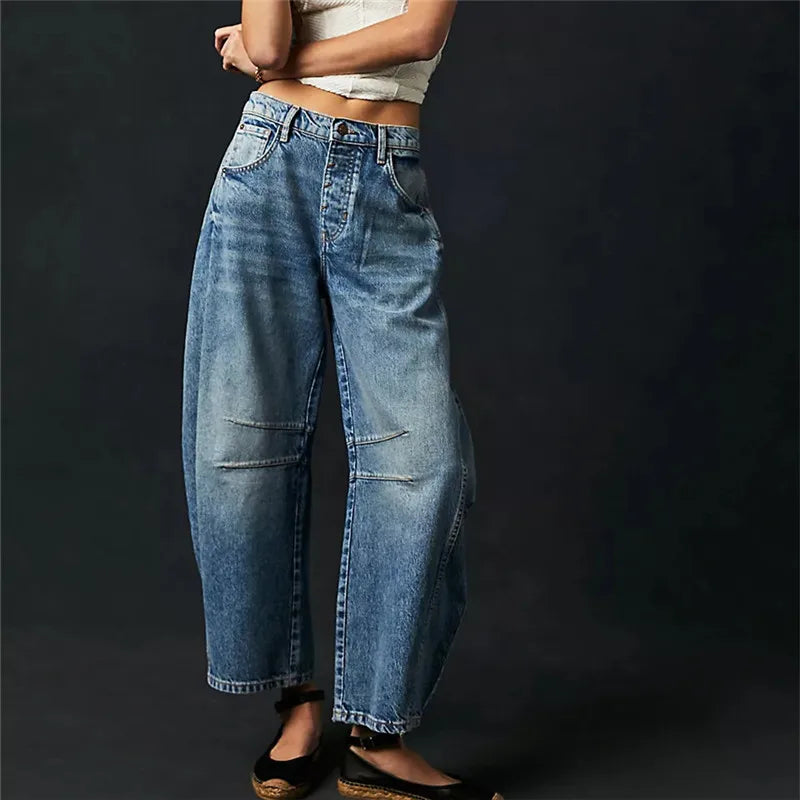 Mia - High-rise utility jeans with wide leg