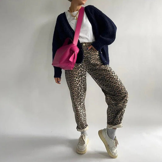 Benthe - Vintage Jeans With Leopard Print