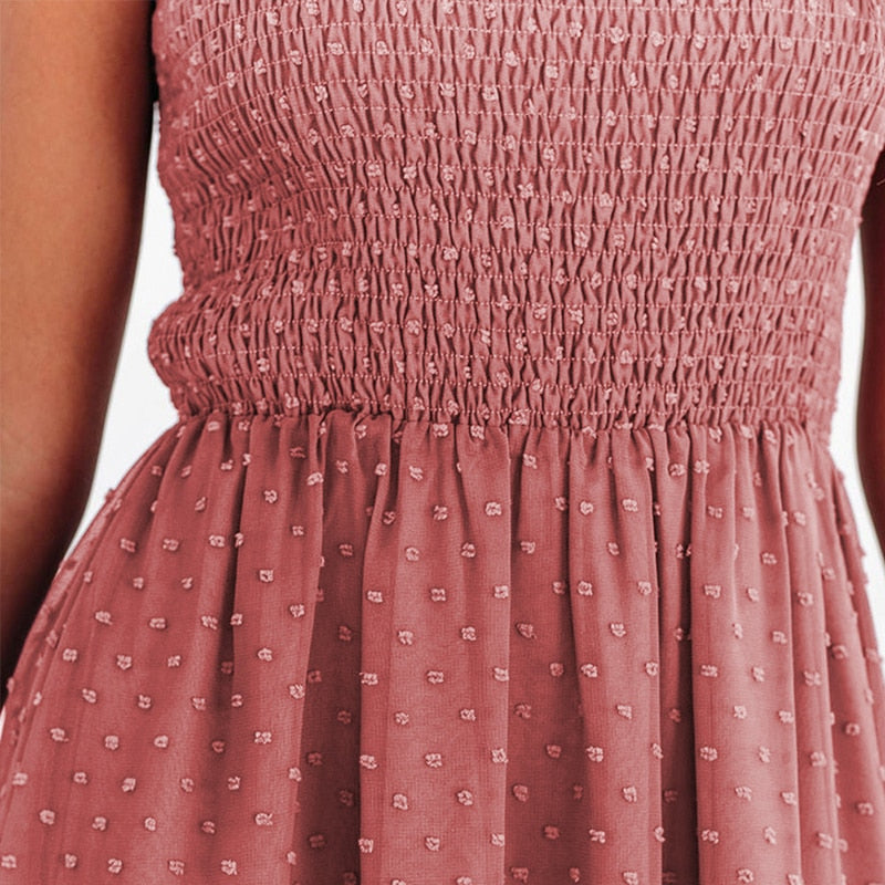 Lara - Airy maxi dress with a delicate polka dot pattern