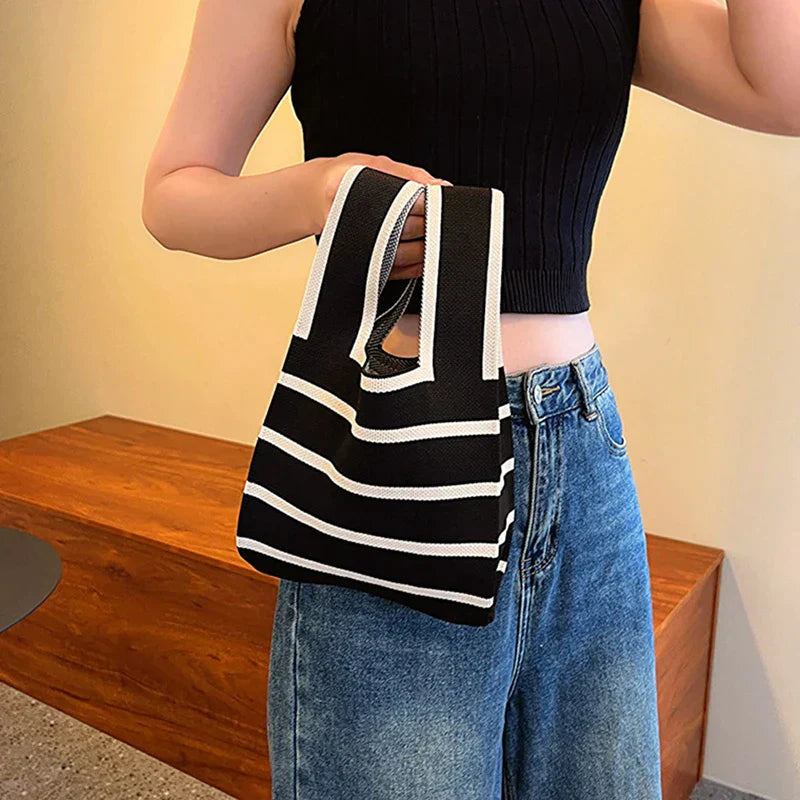 Zara - Chic striped canvas tote bag