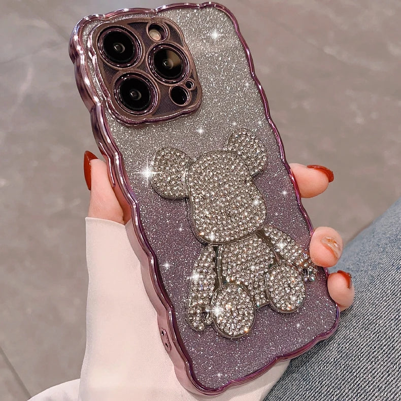 Bling Rhinestone for iPhone 11 14 12 13 Pro Max Case Glitter Diamond Cute Bear for iphone 14 15 Pro XR Xs Max 15 8 7 Plus Cover