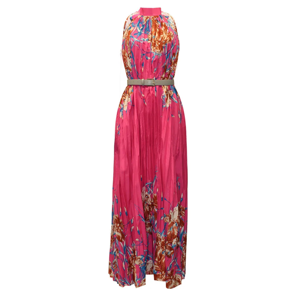 Leah - Floral maxi dress with pleats