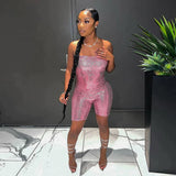Evelina - Glittering sequin jumpsuit with strapless cut