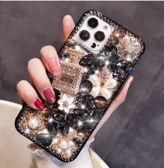 Decoden Luxury Bling Perfume Bottle Diamond Phone Case For iPhone 13 12 11 Pro Max X XS XR 7 8 Plus Glitter Rhinestone Back Cover 13 Pro