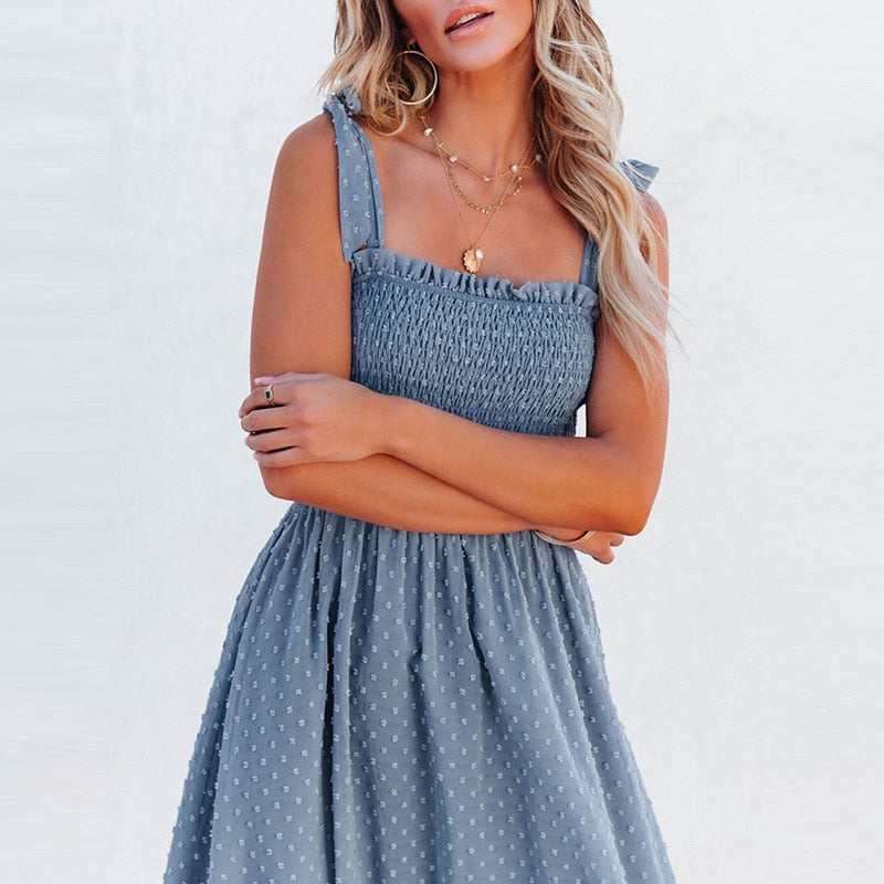 Lara - Airy maxi dress with a delicate polka dot pattern