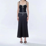 Kelly - Satin camisole and skirt set with drawstring detail
