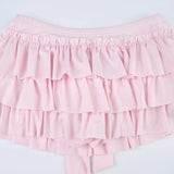 Mia - Shorts with ruffled hem and satin bow detail