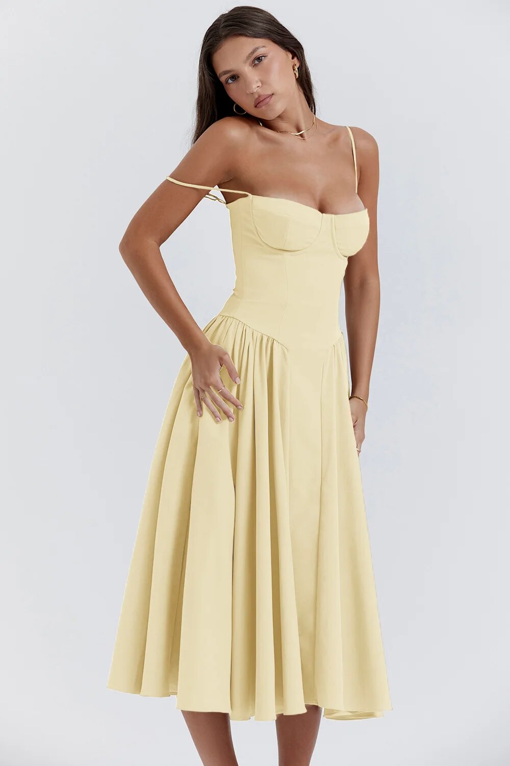 Victoria | Sleeveless midi dress with corset fit - Attractive fit