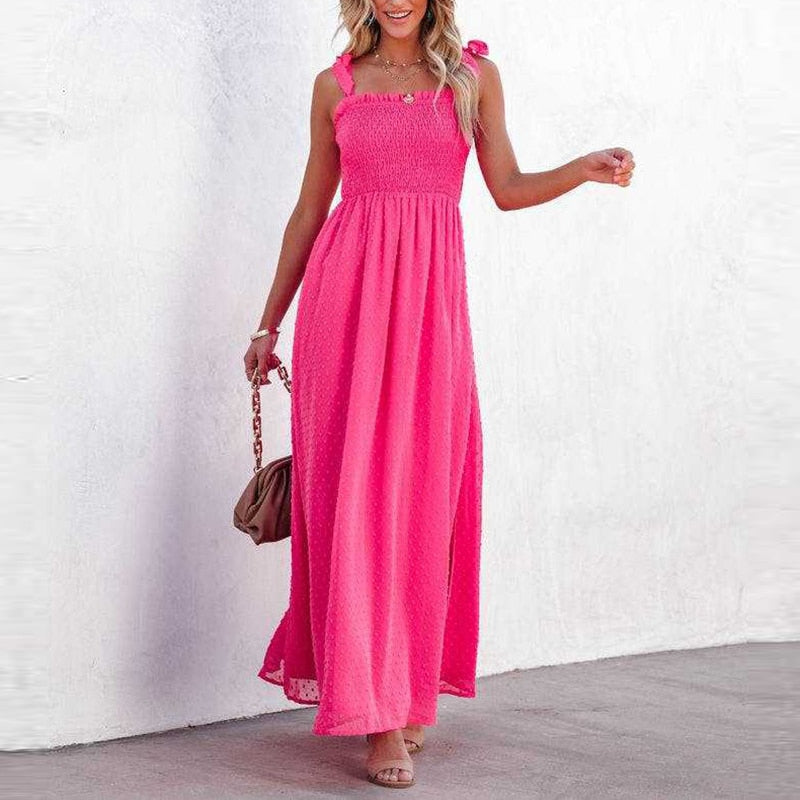 Lara - Airy maxi dress with a delicate polka dot pattern