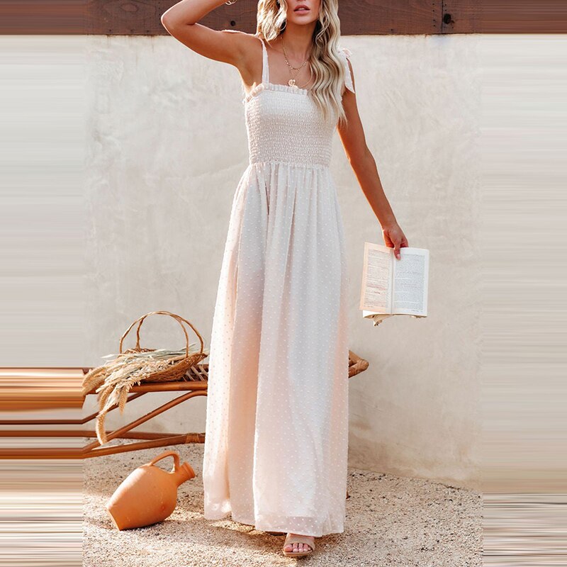 Lara - Airy maxi dress with a delicate polka dot pattern