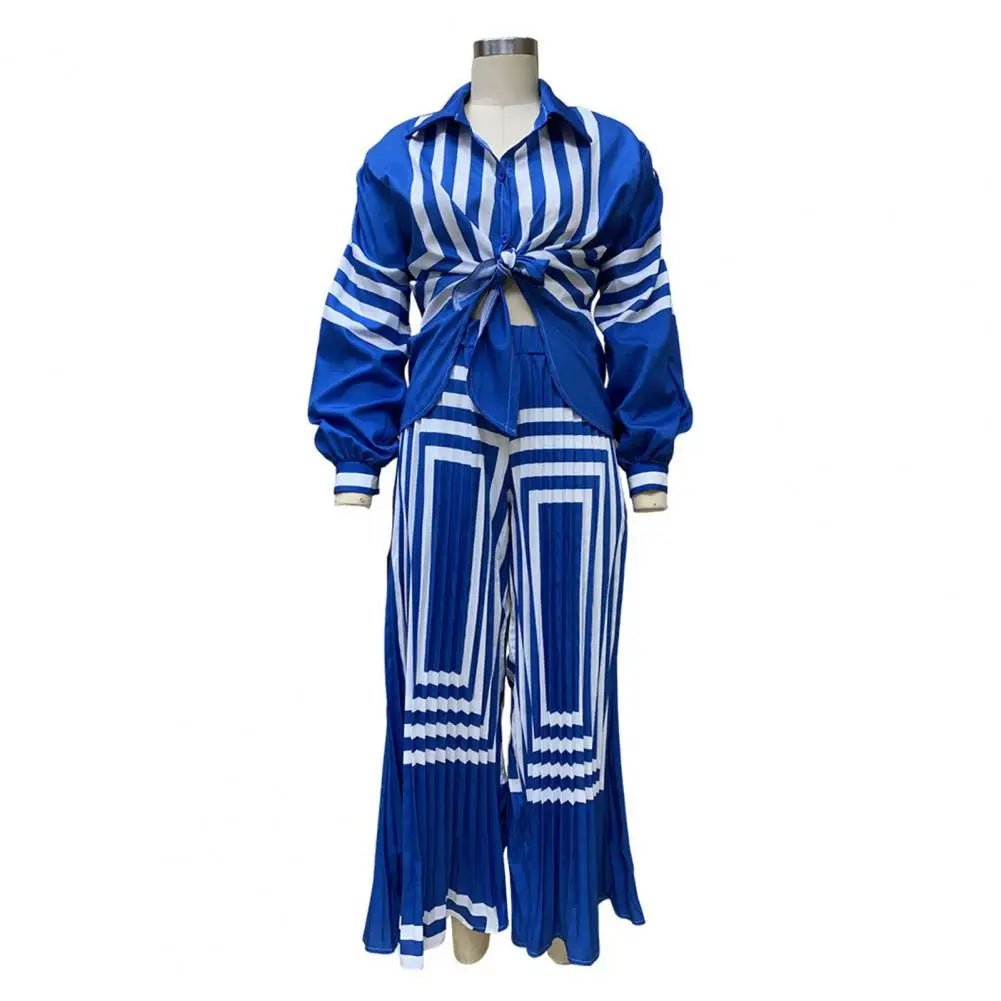 Amara - Striking striped shirt and wide-leg trousers