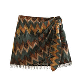 Zara - Wrap skirt with zigzag pattern